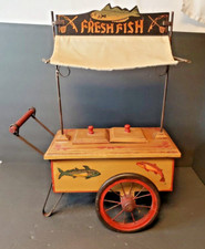 Vintage Mercado de Peixes Carrinho de Madeira com Rodas de Aço 17Lx22Hx8W Cabine Perfeita! comprar usado  Enviando para Brazil