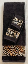 Conjunto de toalhas de banho decoração de banheiro com estampa de animal selvagem tigre marrom preto 3 peças macio comprar usado  Enviando para Brazil