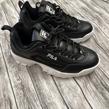 Tênis Fila Disrupter 2 preto e branco couro bordado logotipo 11 feminino, usado comprar usado  Enviando para Brazil