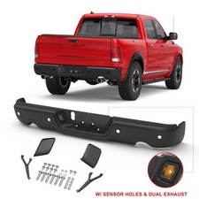Black Rear Bumper Assembly For 2009-2019 Ram 1500 w/ Dual Exhaust & Sensor Holes, używany na sprzedaż  Wysyłka do Poland