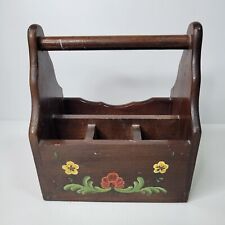 Porta-talheres vintage de madeira caddy decoupage floral comprar usado  Enviando para Brazil