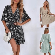 New Women's V-neck Half Sleeve Waist-Controlled Floral Print Party/Work Dress comprar usado  Enviando para Brazil