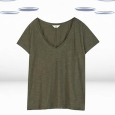 Camiseta para mujer Ex Hush manga corta ajustada cuello en V en verde caqui segunda mano  Embacar hacia Mexico