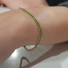 Pulseira de tênis feminina 6,0 quilates redonda criada em laboratório esmeralda 7 acabamento em ouro amarelo 14K, usado comprar usado  Enviando para Brazil
