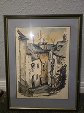 Framed watercolour street for sale  WALSALL