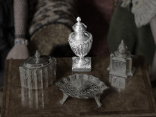 Casa de bonecas miniatura prata IGMA Obadiah Fisher urna coberta com tampa removível comprar usado  Enviando para Brazil