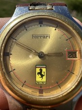 SUPER RARO relógio Ferrari Cartier mostrador dourado couro marrom, fecho dobrável SS. LOOK comprar usado  Enviando para Brazil