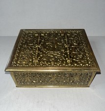 Antigua caja de joyería de baratija de latón forrada en madera Art Nouveau de Erhard & Sohn Alemania segunda mano  Embacar hacia Mexico