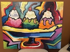 Tela - Sorvete sundae obra de arte - feita à mão, usado comprar usado  Enviando para Brazil