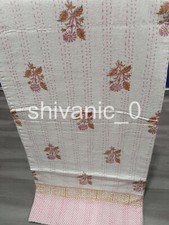 Colcha queen size indiana feita à mão de algodão bloco de mão Kantha colcha cobertor Gudr comprar usado  Enviando para Brazil