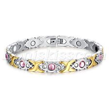Pulseira feminina prata tom dourado aço inoxidável strass corrente presente de aniversário comprar usado  Enviando para Brazil