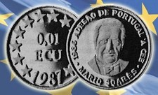1CT-87 : 1987 - 0,01 ECU Argent 1000/1000 "Mario Soarès, Président du Portugal" comprar usado  Enviando para Brazil