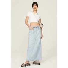 Saia jeans RTR Levi’s tamanho 30 10 azul claro jeans linha A maxi com cinto cintura amarrada  comprar usado  Enviando para Brazil