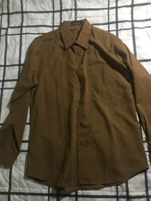 Camisa masculina casual manga longa vintage Royal Armani Fashion House marrom com botões, usado comprar usado  Enviando para Brazil