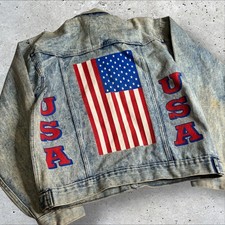 Jaqueta jeans azul bandeira americana vintage Rozini tamanho M comprar usado  Enviando para Brazil