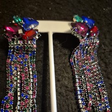 BRINCOS PENDURADOS DE STRASS 4 CORES DE PEDRAS 4 POLEGADAS DE COMPRIMENTO comprar usado  Enviando para Brazil