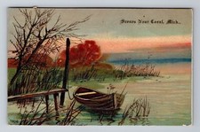 Cartão postal vintage Coral MI-Michigan, vista panorâmica de saudações de barco, usado comprar usado  Enviando para Brazil