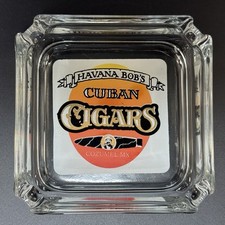 Usado, Cinzeiro de vidro vintage Havana Bob’s cubano charutos Cozumel MX quadrado transparente 3,75" comprar usado  Enviando para Brazil