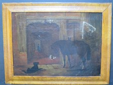 Usado, Cavalo de óleo antigo sujo 1850 para restauração escola de inglês comprar usado  Enviando para Brazil