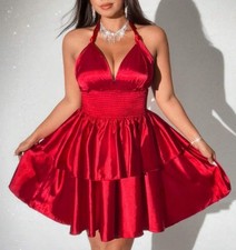 Usado, NOVO Vestido Skatista Giratório Vermelho Brilhante Macio 2ª Pele Cetim Halter PLUS 4X 4XL NOVO comprar usado  Enviando para Brazil