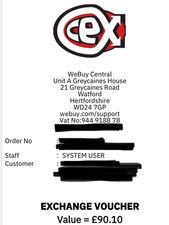 Cex voucher 90.10 for sale  CRAWLEY