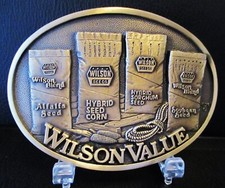 Wilson Seeds Milho Alfafa Sorgo Soja Latão Sólido Fivela de Cinto Fazenda Ag Híbrido, usado comprar usado  Enviando para Brazil