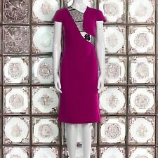 ❤️ ROLAND MOURET ❤️ Vestido justo ajustado roxo com inserções florais de renda tamanho 6 comprar usado  Enviando para Brazil