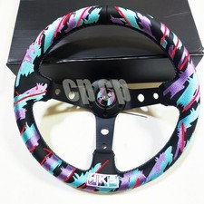 HKS buzina 13"" couro bordado prato fundo carro drift rally volante 330MM comprar usado  Enviando para Brazil