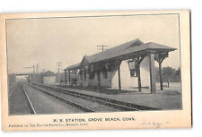 Usado, Grove Beach Connecticut CT postal 1908 estación de tren de ferrocarril segunda mano  Embacar hacia Argentina