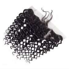Transplante de cabelo humano onda profunda brasileiro 13X4 10” renda pré-arrancada frontal comprar usado  Enviando para Brazil