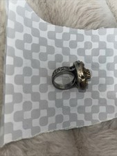Antiguo anillo grande vintage de plata de ley 925 con rubíes naturales y circonita cúbica segunda mano  Embacar hacia Mexico