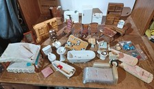 LOTE grande de móveis de madeira vintage para casa de bonecas quarto cozinha banheiro mais comprar usado  Enviando para Brazil