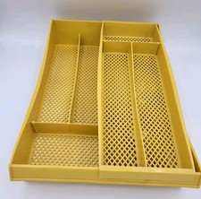 Suporte de talheres vintage com rack superior removível deslizante plástico amarelo retrô, usado comprar usado  Enviando para Brazil