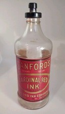 Tinta vermelha antiga Sanford's Cardinal 1 quarto nº Garrafa de tinta vazia com etiqueta de papel 141  comprar usado  Enviando para Brazil