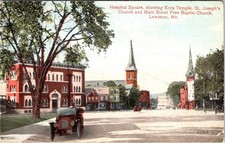 1913, Plac Szpitalny, Świątynia Kora, LEWISTON, Pocztówka Maine na sprzedaż  Wysyłka do Poland