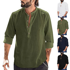 Camisa Henley masculina de linho manga longa casual algodão confortável camisetas de praia m comprar usado Camisa Henley masculina de linho manga longa casual algodão confortável camisetas de praia m comprar usado  Enviando para Brazil