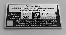 Typenschild simson s51 gebraucht kaufen  München