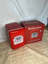 BUDWEISER 6 latas mini geladeira geladeira vermelha Anheuser Busch lata de cerveja nova caixa aberta comprar usado  Enviando para Brazil