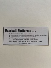 Uniformes de beisebol The Powers Manufacturing Co. Waterloo Iowa 1949 anúncio de beisebol, usado comprar usado  Enviando para Brazil