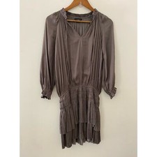 Mini vestido plissado Current Air Aurelio cinza empoeirado manga longa XS amarrar na frente comprar usado  Enviando para Brazil