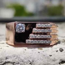 Usado, Anel de casamento masculino de ouro rosa 14k com mais de prata 925 2 quilates redondo simulado diamante comprar usado  Enviando para Brazil
