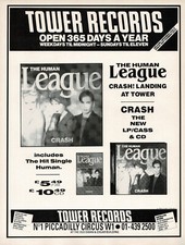 Pôster álbum Human League Crash Tower Records impressão comercial anúncio década de 1980 original comprar usado  Enviando para Brazil