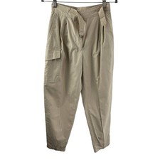 VINTAGE Chaus Bege 6 Calças de Carga no Tornozelo Cintura Alta Cinto Ajuste Cônico comprar usado  Enviando para Brazil