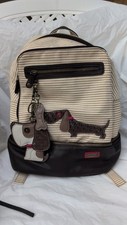 Mochila e bolsa de moedas Chala marrom Wiener listrada para cachorro lona e couro sintético, usado comprar usado  Enviando para Brazil