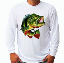Bass Fish Fishing Long Sleeve UPF 30 T-Shirt Beach Boat Sport UV Protection Gift comprar usado  Enviando para Brazil