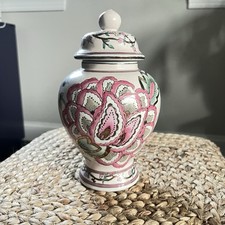 Jarro de gengibre floral vintage - JC.Penney Classic Traditions urna com tampa branca 8 3/4" comprar usado  Enviando para Brazil