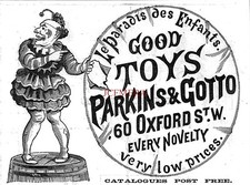 PARKINS & GOTTO Oxford St. Brinquedos Infantis ANÚNCIO Antigo 1890 Impressão Anúncio 695/50 comprar usado  Enviando para Brazil