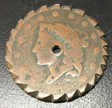 (1838) GRANDE CENTAVO Cobre Americano Antigo Estranho ~ CORTADOR DE MASSA DE RAVIOLI feito em casa comprar usado  Enviando para Brazil