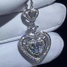 Pingente de casamento feminino halo moissanita corte coração 3 quilates ouro branco 14K sólido, usado comprar usado  Enviando para Brazil
