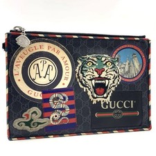 Bolsa de Embreagem Gucci Night Courier Couro Preto Patch de Tigre 8.1" Acessórios Masculinos, usado comprar usado  Enviando para Brazil